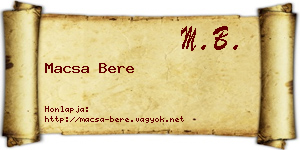Macsa Bere névjegykártya